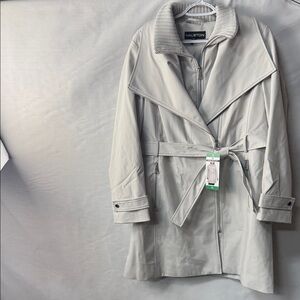 Halston Heritage Light Gray Belted Trench with Zip Front